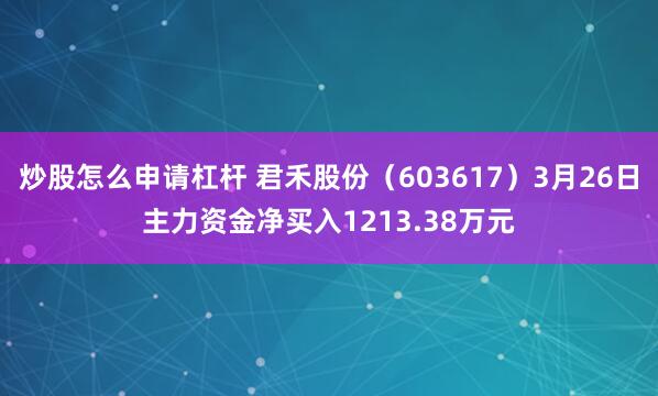 炒股怎么申请杠杆 君禾股份（603617）3月26日主力资金净买入1213.38万元