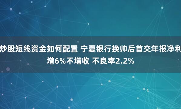 炒股短线资金如何配置 宁夏银行换帅后首交年报净利增6%不增收 不良率2.2%